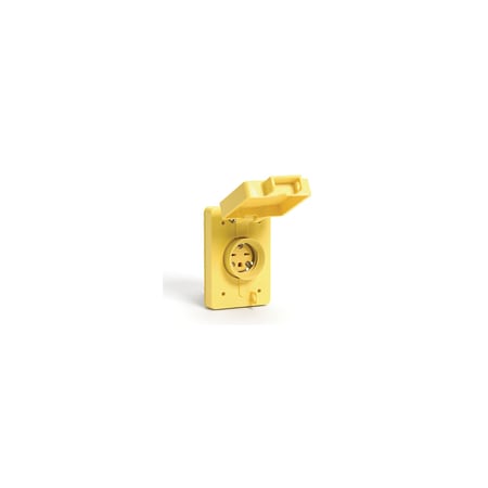 Woodhead Locking Receptacle, L6-15R, 15 A, 250V AC, Single Phase, 2 Pole, Yellow 65W49